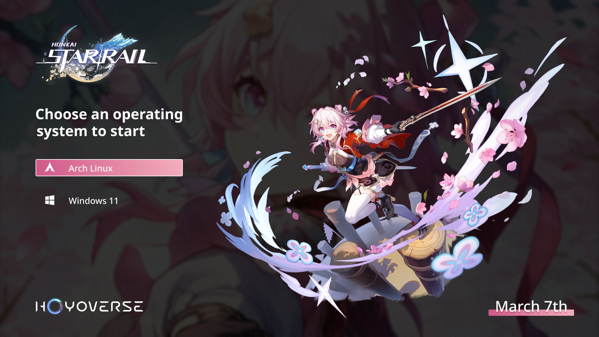 GRUB with Star Rail March 7th theme